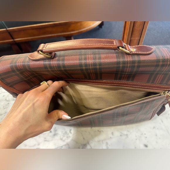 Vintage Polo Ralph Lauren Coated Canvas Burgundy Black Brown Bag Satchel Travel - Picture 7 of 14